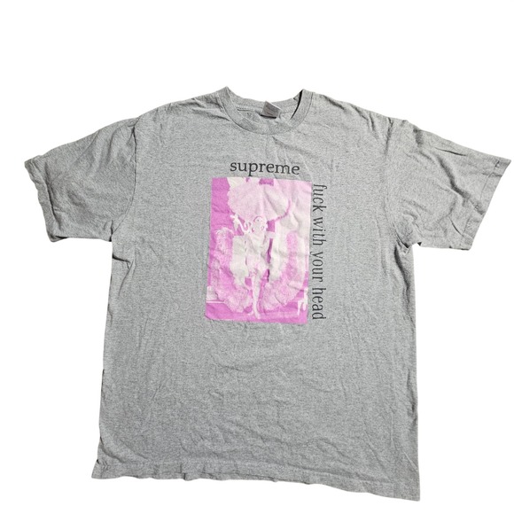 Supreme Other - Supreme F*ck With Your Head Tee Heather Grey Pink Graphic T-Shirt L Streetwear
